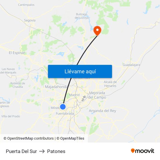 Puerta Del Sur to Patones map