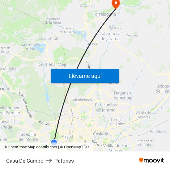 Casa De Campo to Patones map