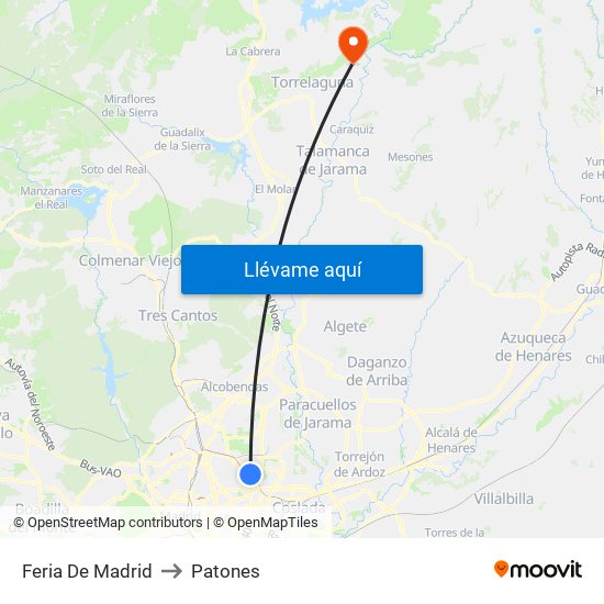 Feria De Madrid to Patones map
