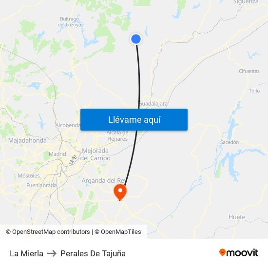 La Mierla to Perales De Tajuña map