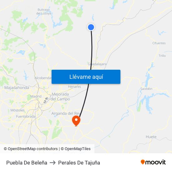 Puebla De Beleña to Perales De Tajuña map