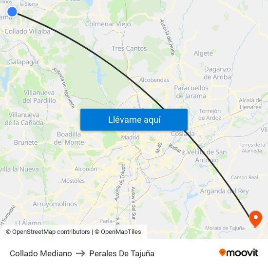 Collado Mediano to Perales De Tajuña map