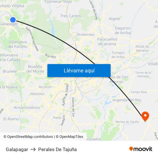 Galapagar to Perales De Tajuña map