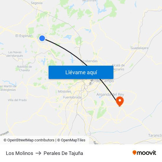 Los Molinos to Perales De Tajuña map