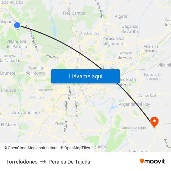 Torrelodones to Perales De Tajuña map