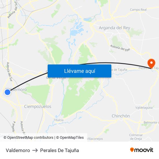 Valdemoro to Perales De Tajuña map