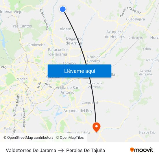 Valdetorres De Jarama to Perales De Tajuña map