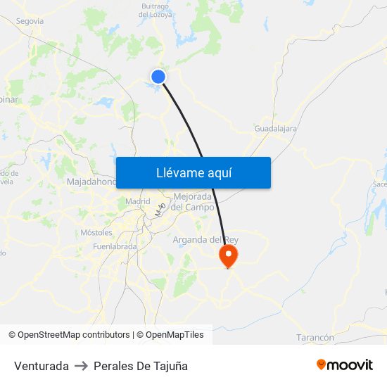 Venturada to Perales De Tajuña map
