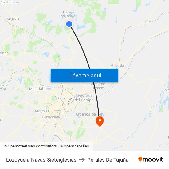 Lozoyuela-Navas-Sieteiglesias to Perales De Tajuña map