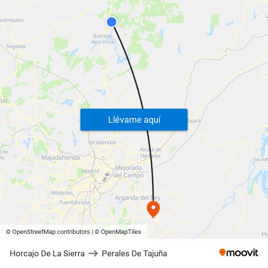 Horcajo De La Sierra to Perales De Tajuña map