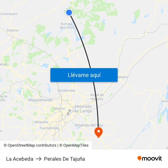 La Acebeda to Perales De Tajuña map