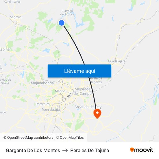 Garganta De Los Montes to Perales De Tajuña map