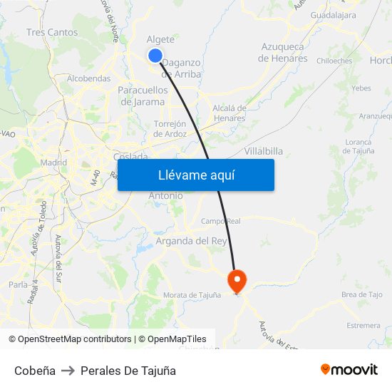 Cobeña to Perales De Tajuña map