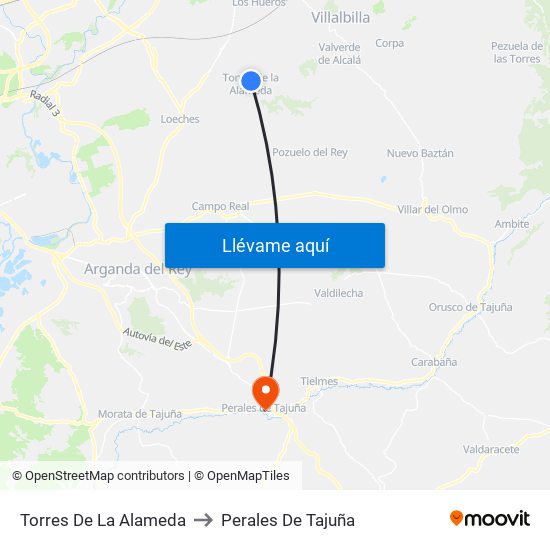 Torres De La Alameda to Perales De Tajuña map