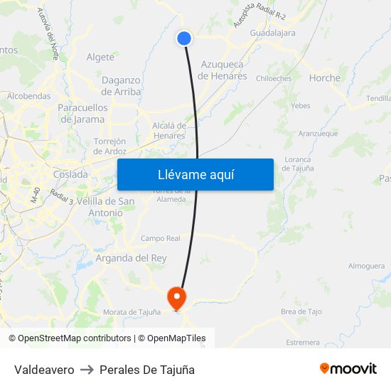 Valdeavero to Perales De Tajuña map