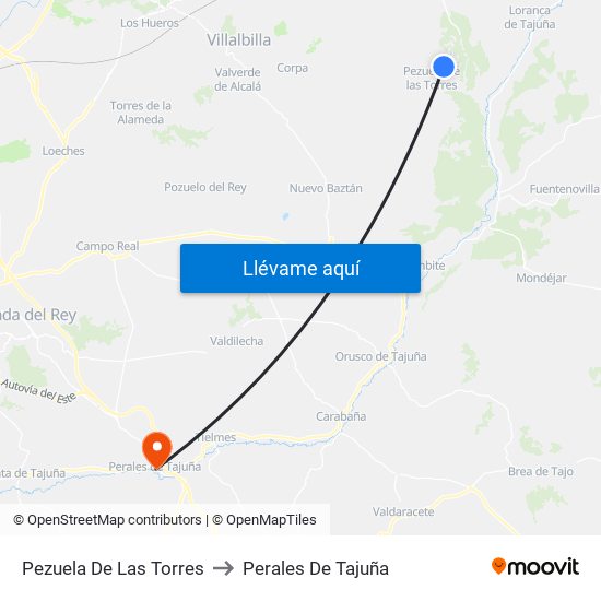 Pezuela De Las Torres to Perales De Tajuña map
