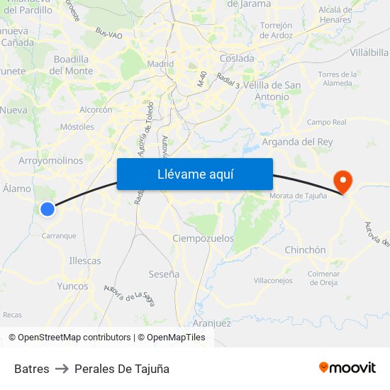 Batres to Perales De Tajuña map