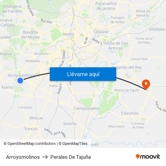 Arroyomolinos to Perales De Tajuña map