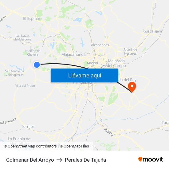 Colmenar Del Arroyo to Perales De Tajuña map