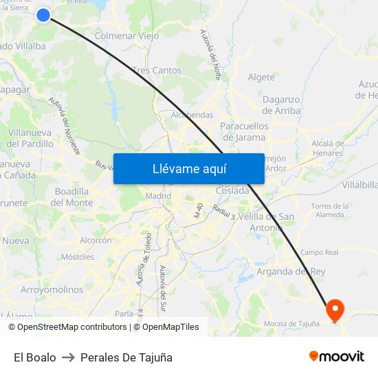 El Boalo to Perales De Tajuña map