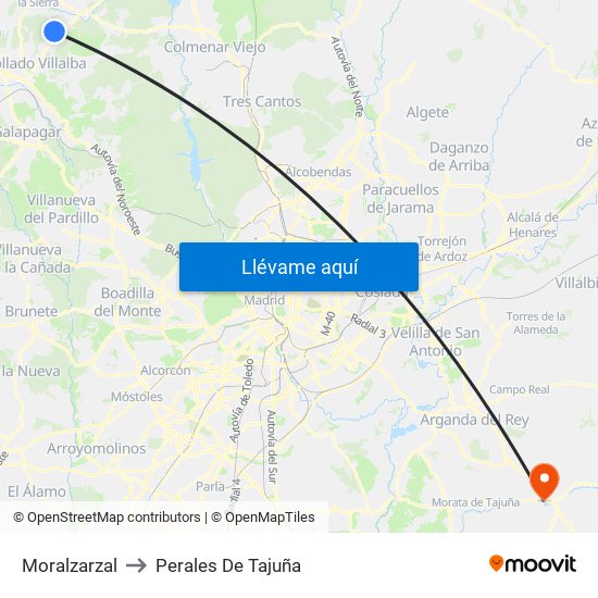 Moralzarzal to Perales De Tajuña map