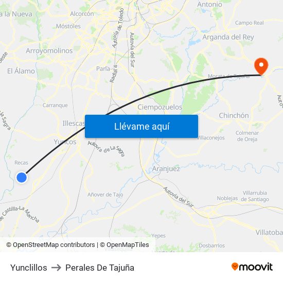 Yunclillos to Perales De Tajuña map