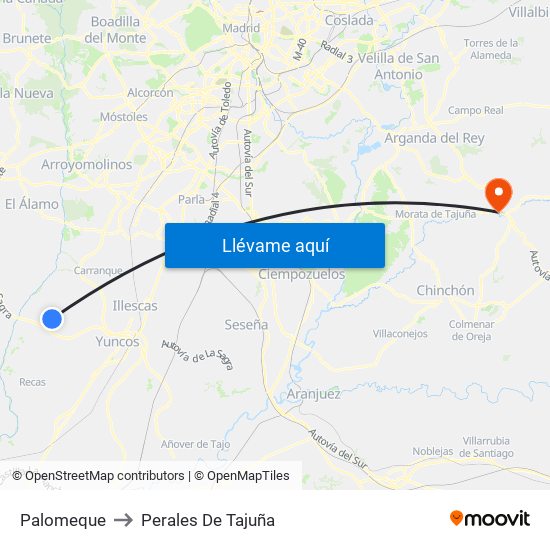 Palomeque to Perales De Tajuña map