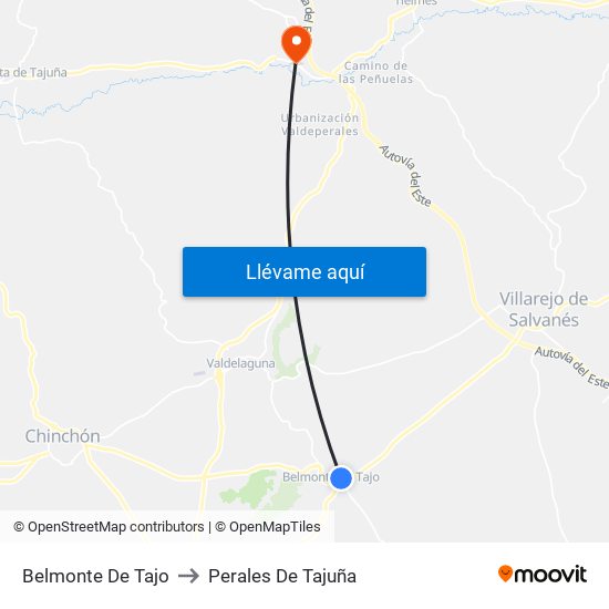 Belmonte De Tajo to Perales De Tajuña map