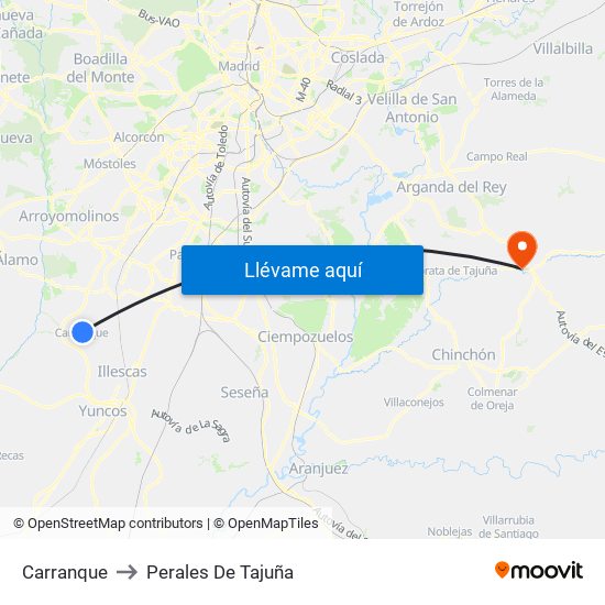 Carranque to Perales De Tajuña map
