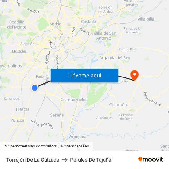 Torrejón De La Calzada to Perales De Tajuña map