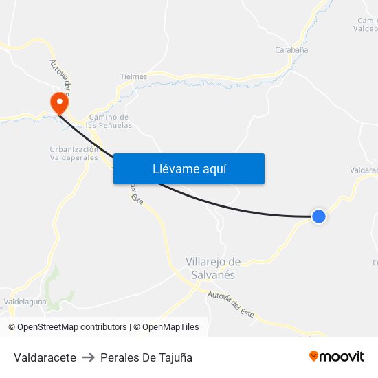 Valdaracete to Perales De Tajuña map
