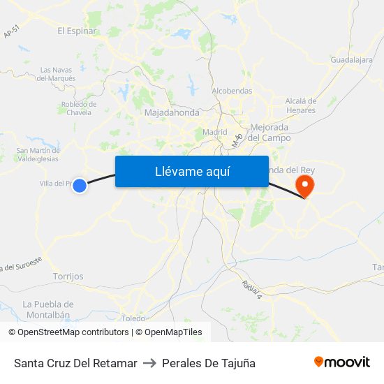Santa Cruz Del Retamar to Perales De Tajuña map