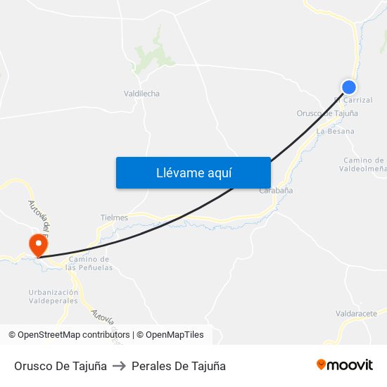 Orusco De Tajuña to Perales De Tajuña map