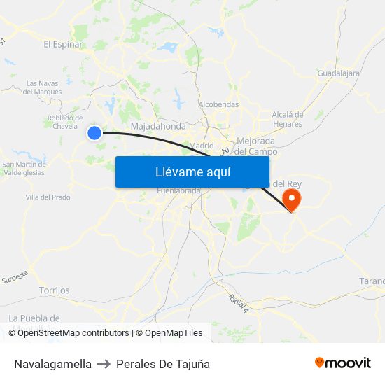 Navalagamella to Perales De Tajuña map