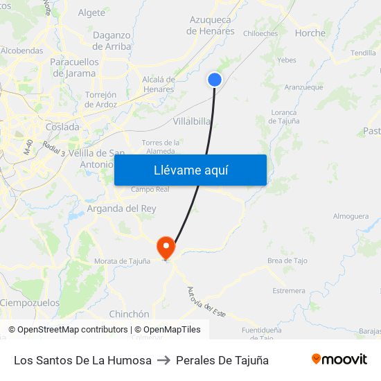 Los Santos De La Humosa to Perales De Tajuña map