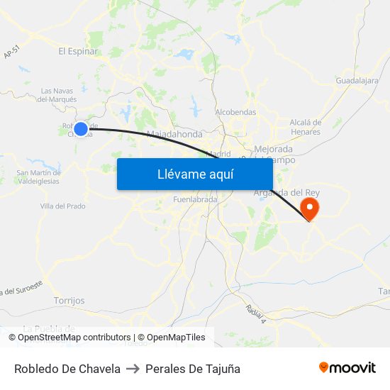 Robledo De Chavela to Perales De Tajuña map