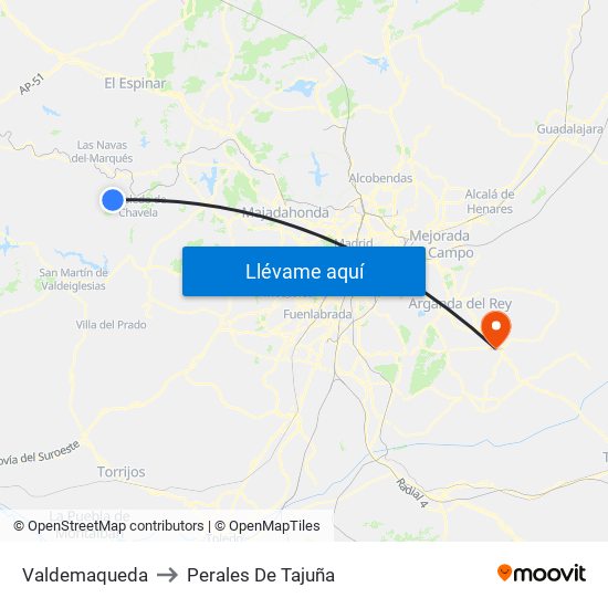Valdemaqueda to Perales De Tajuña map
