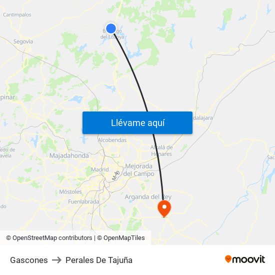 Gascones to Perales De Tajuña map