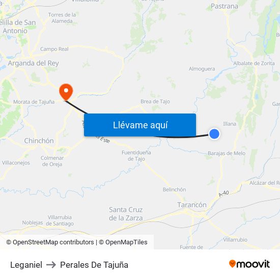 Leganiel to Perales De Tajuña map