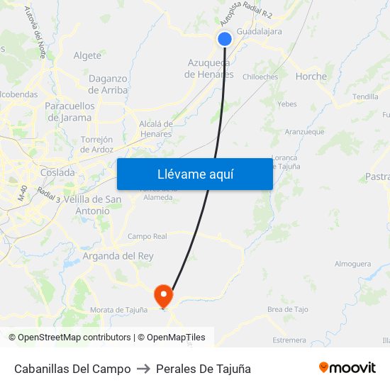 Cabanillas Del Campo to Perales De Tajuña map
