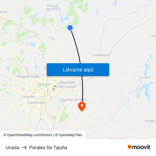 Uceda to Perales De Tajuña map