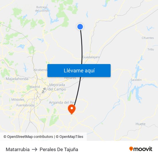 Matarrubia to Perales De Tajuña map