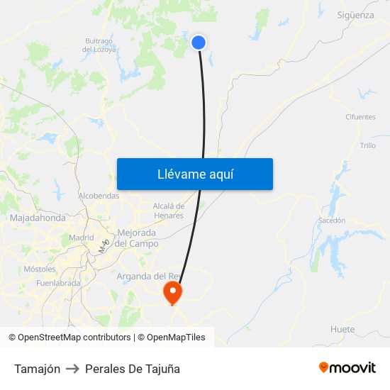Tamajón to Perales De Tajuña map