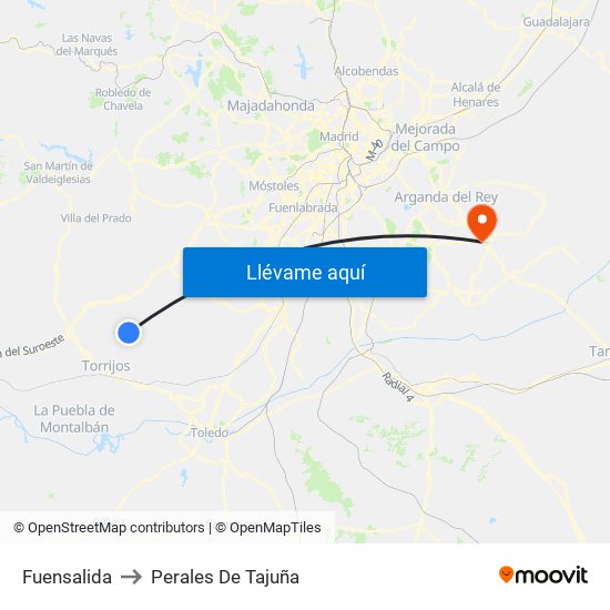 Fuensalida to Perales De Tajuña map