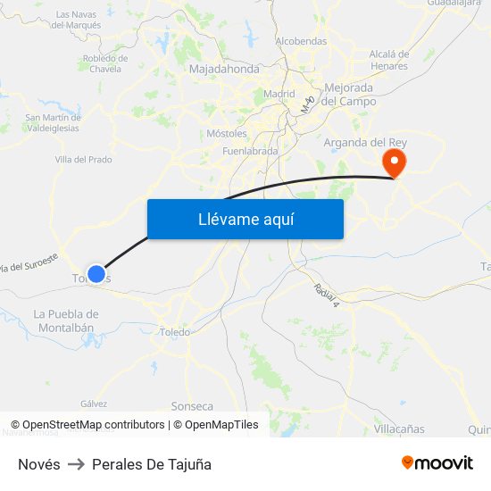 Novés to Perales De Tajuña map