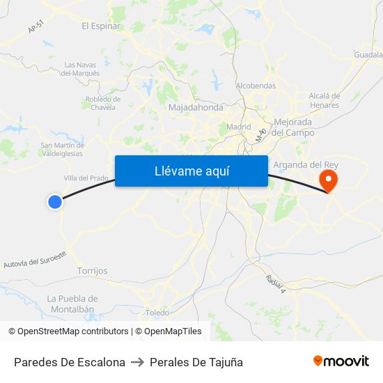 Paredes De Escalona to Perales De Tajuña map