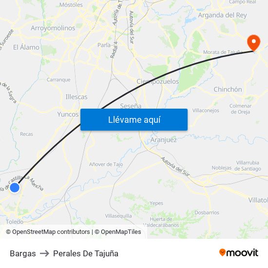 Bargas to Perales De Tajuña map