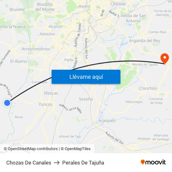 Chozas De Canales to Perales De Tajuña map