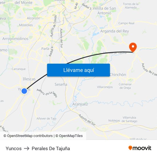 Yuncos to Perales De Tajuña map