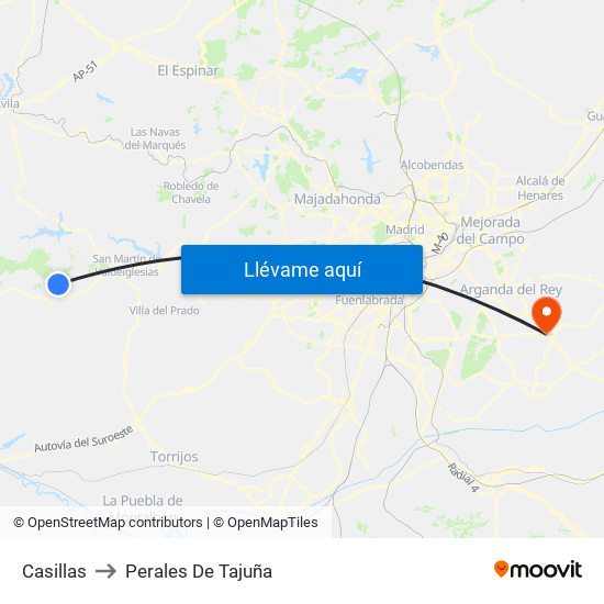 Casillas to Perales De Tajuña map